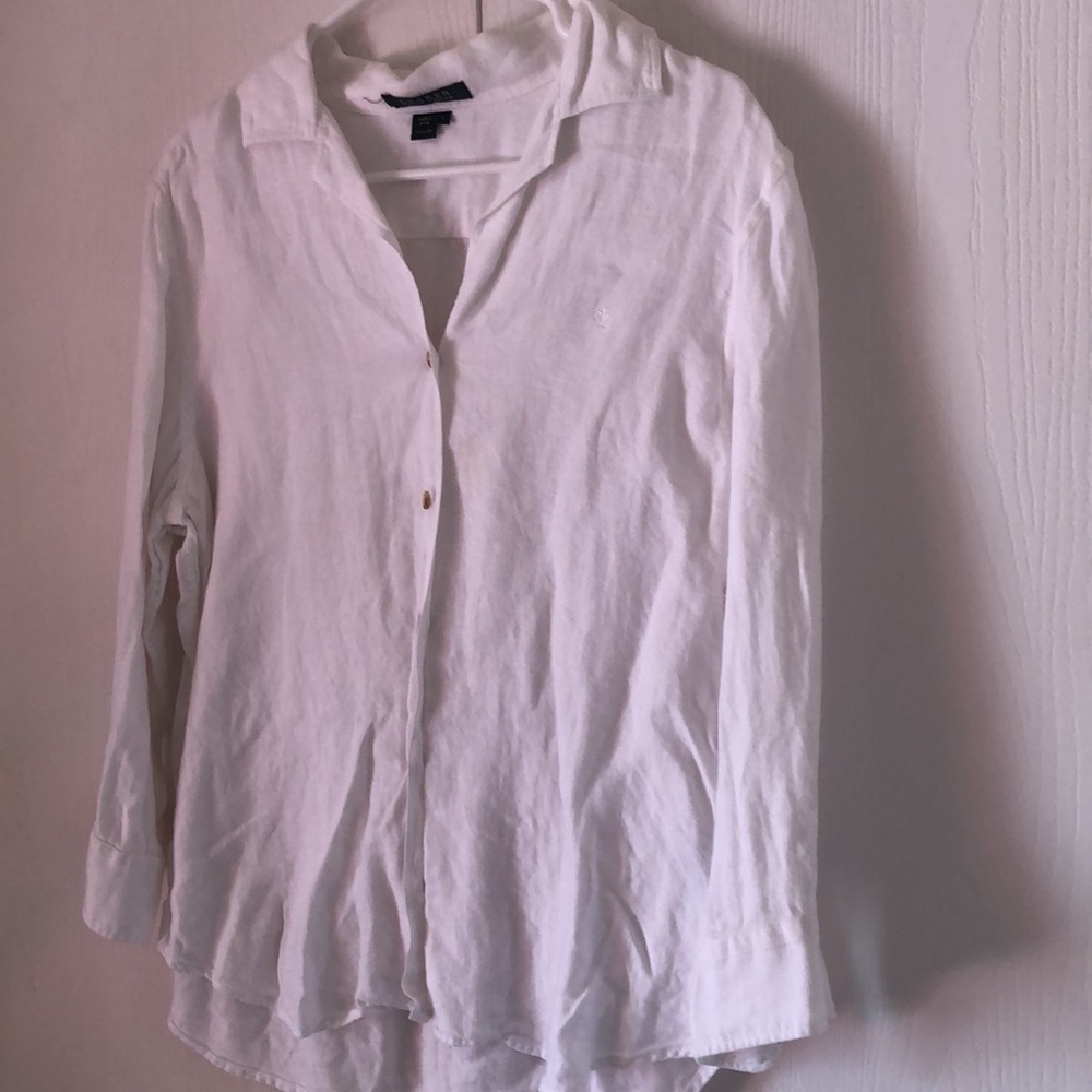 Women's Lauren Ralph Lauren fall White Button-Up linen top